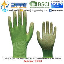 13G Polyester Shell Nitril beschichtete Handschuhe (N1601) Granular Finish mit CE, En388, En420, Arbeitshandschuhe